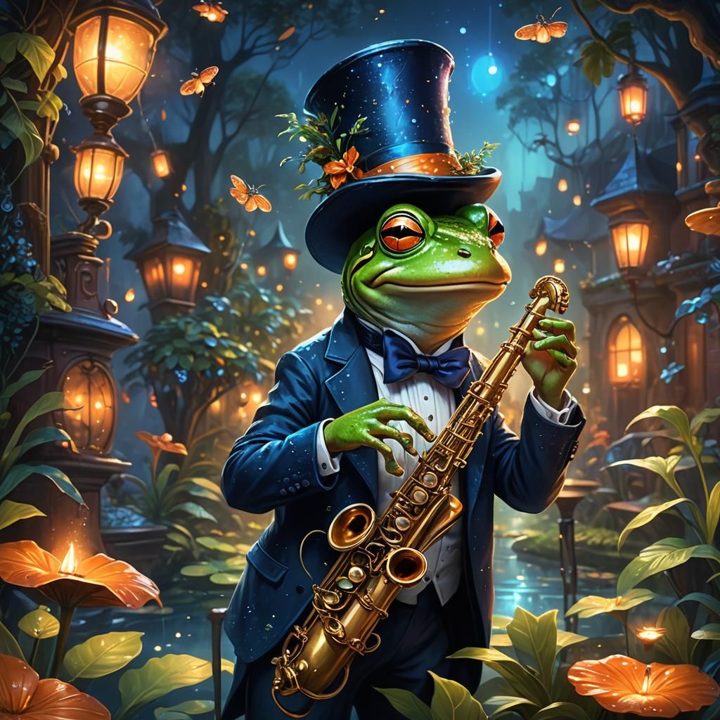 Frog Jazz Musician in Mystical Firefly Club
