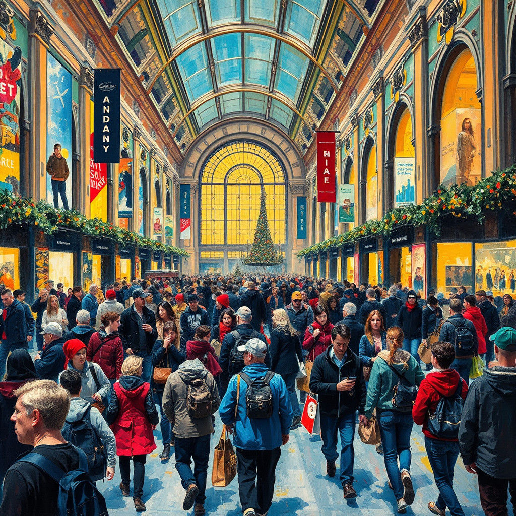 Black Friday Cityscape in Impressionist Style