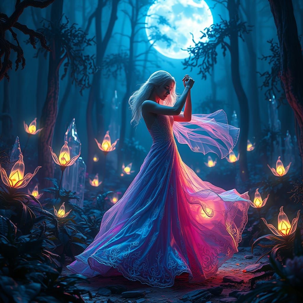 Aurora Ankses Dances Under Starlight in a Vibrant, Ethereal...
