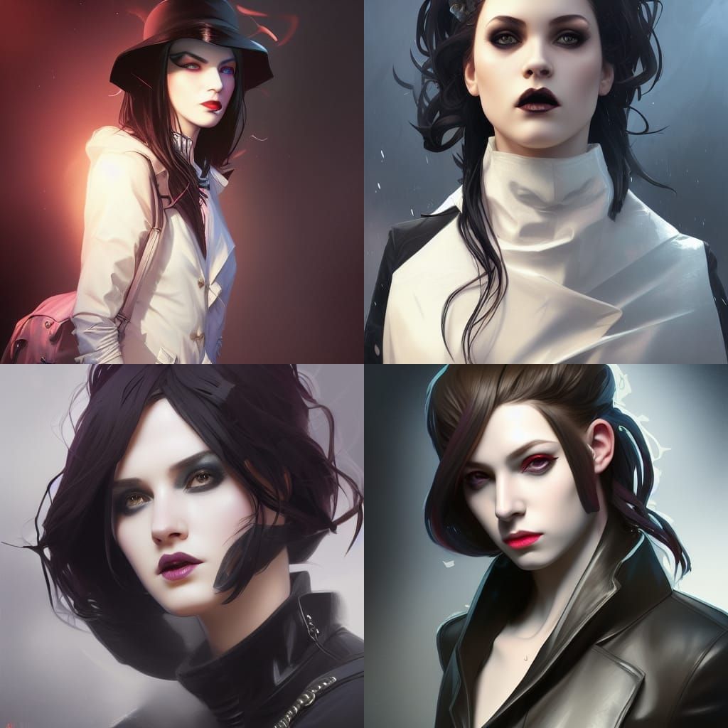 Goth Girl Portrait in Hyperdetailed Splash Art Style