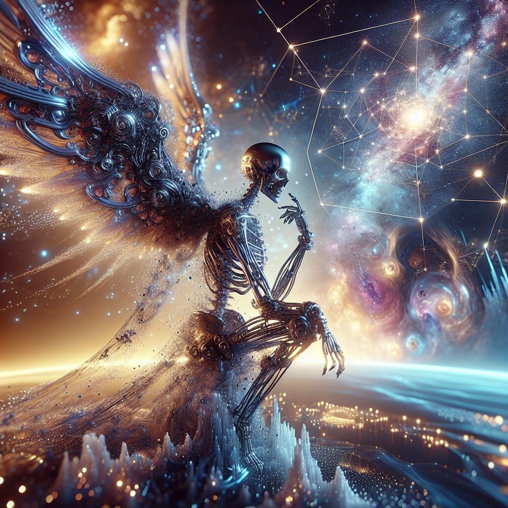 Titanium Angel in Galaxy, Fantasy Concept Art