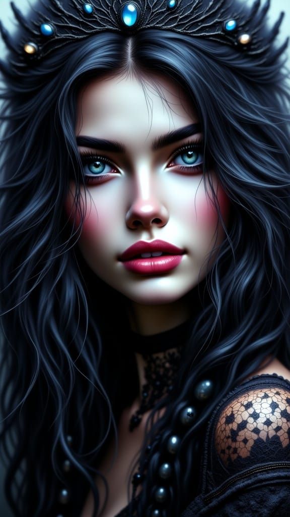 Gothic Fantasy Princess with Eerie Luminescence