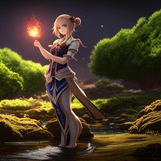 Anime Character in Detailed Matte Painting