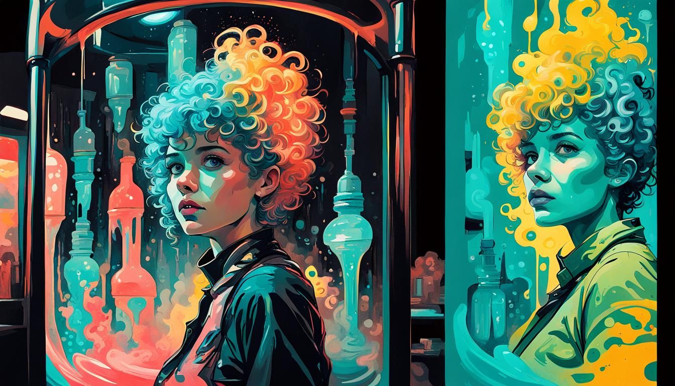 Girl in Lava Lamp: Blade Runner Gouache Art