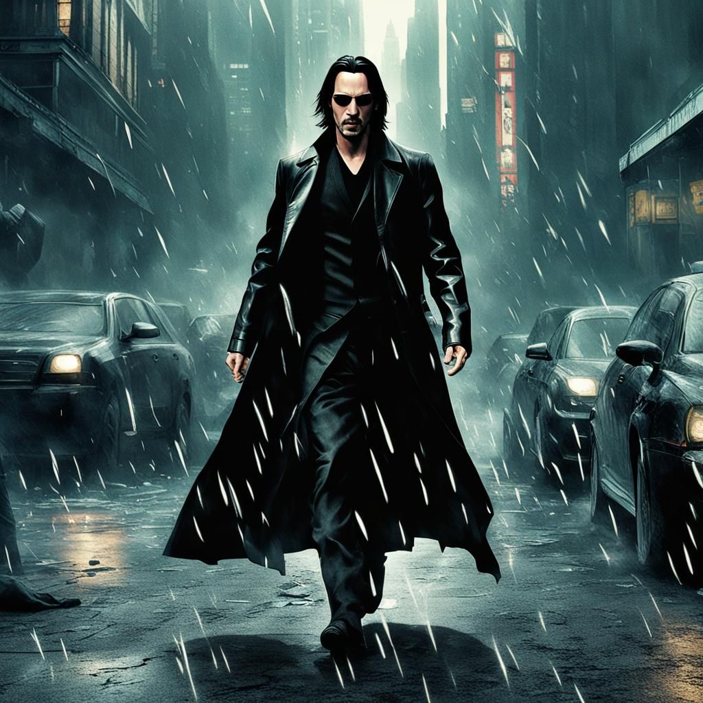 Keanu Reeves as Neo Dodging Bullets