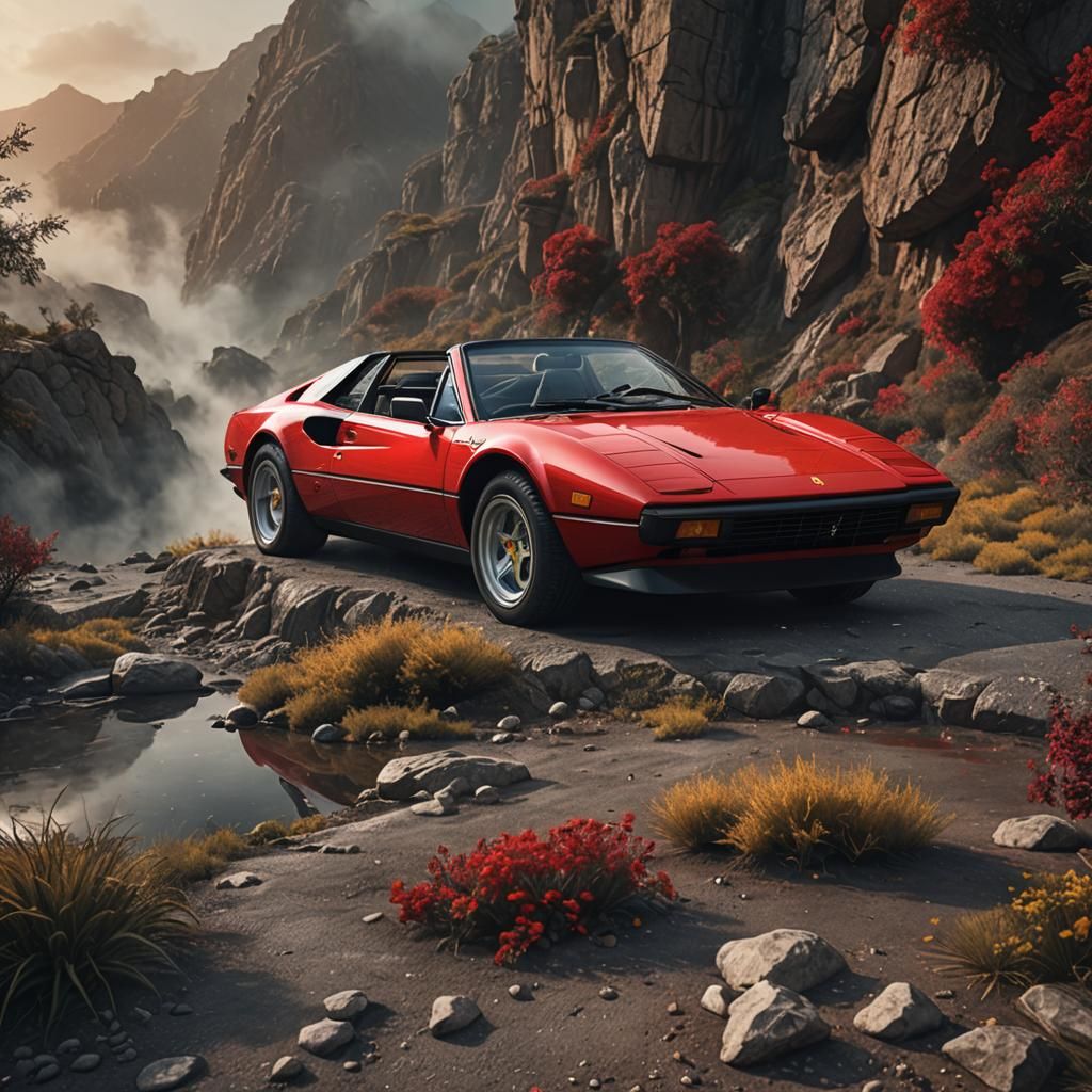 Hyperrealistic Ferrari 308 GTS Convertible in 8k