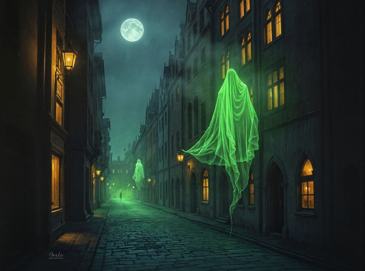 Spectral Ghost in Medieval Town: Chiaroscuro Luminism