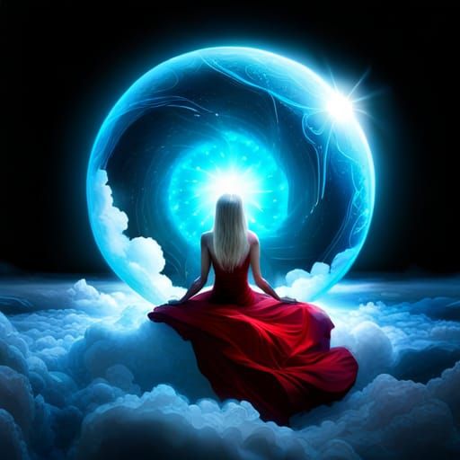 Ethereal Woman Trapped in Magical Orb: Digital Matte Paintin...