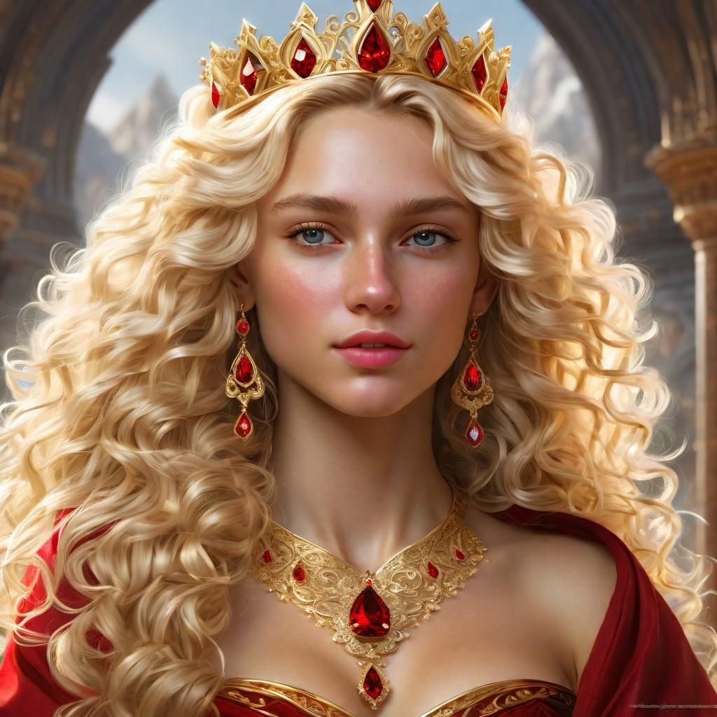 Beautiful Princess with Gold Jewellery in Fantasy Style