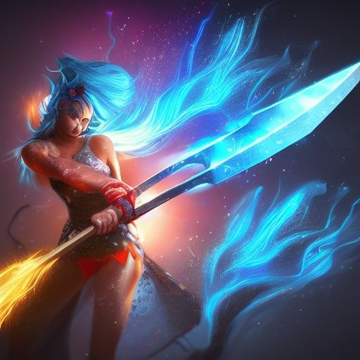 Elemental Crystal Axe: Hyperrealistic Concept Art