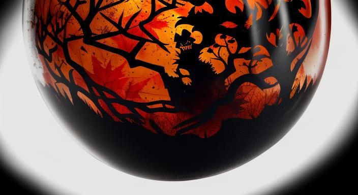 Halloween Ghoul in Glass Sphere: Ink Splatter Art