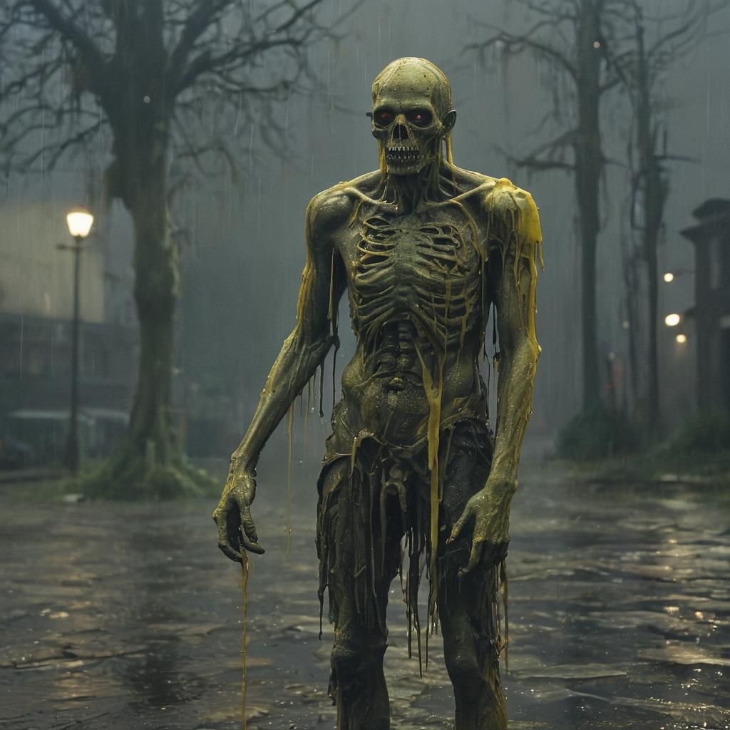 Zombie Skin Melting in Acid Rain, Dark Fantasy