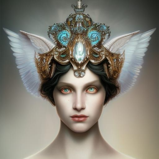 Alien Angel with Jeweled Crown, Digital Art