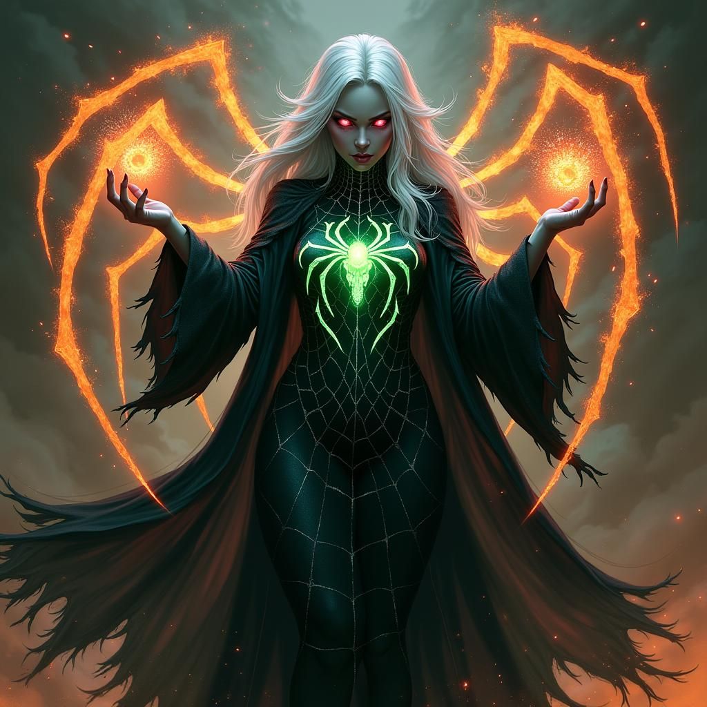 Drow Elf Cleric in Dark Fantasy Art Style