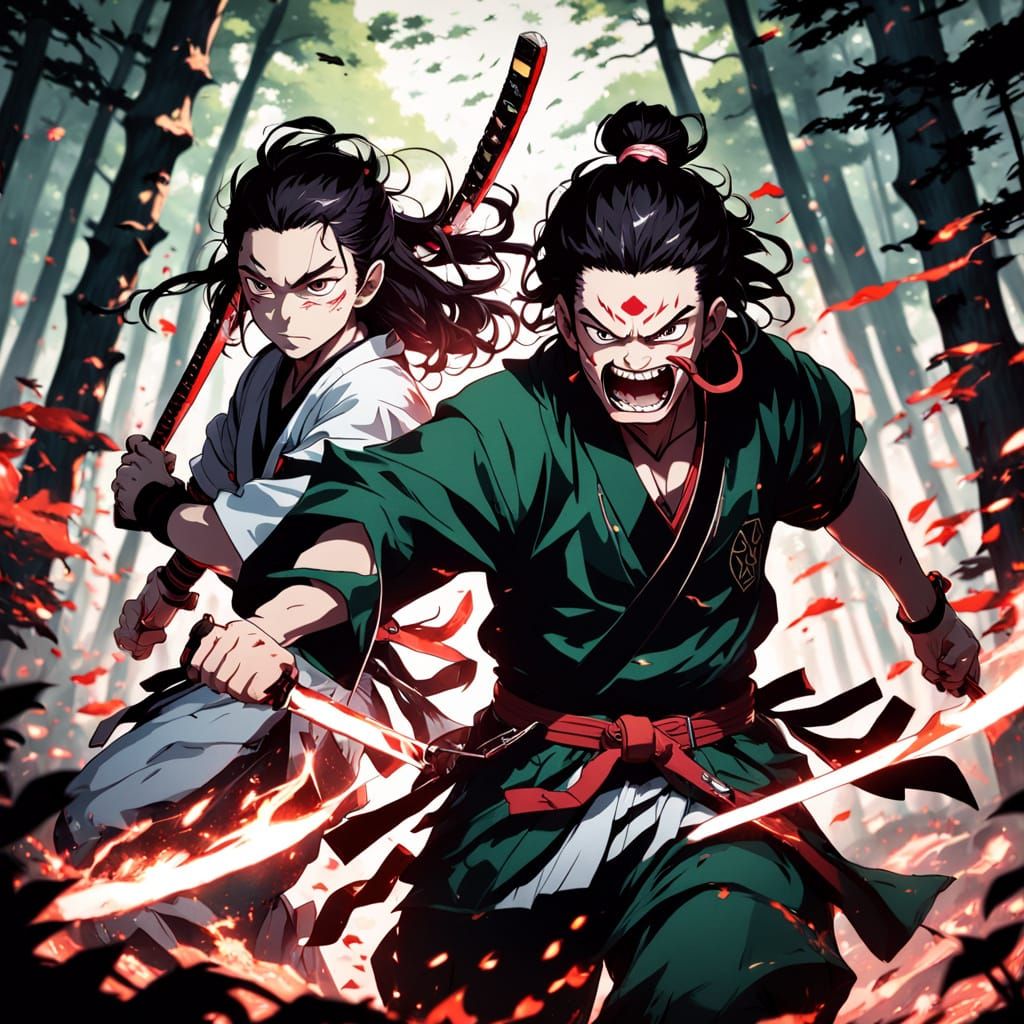 Tanjiro Kamado Battles in a Haunting Anime Landscape