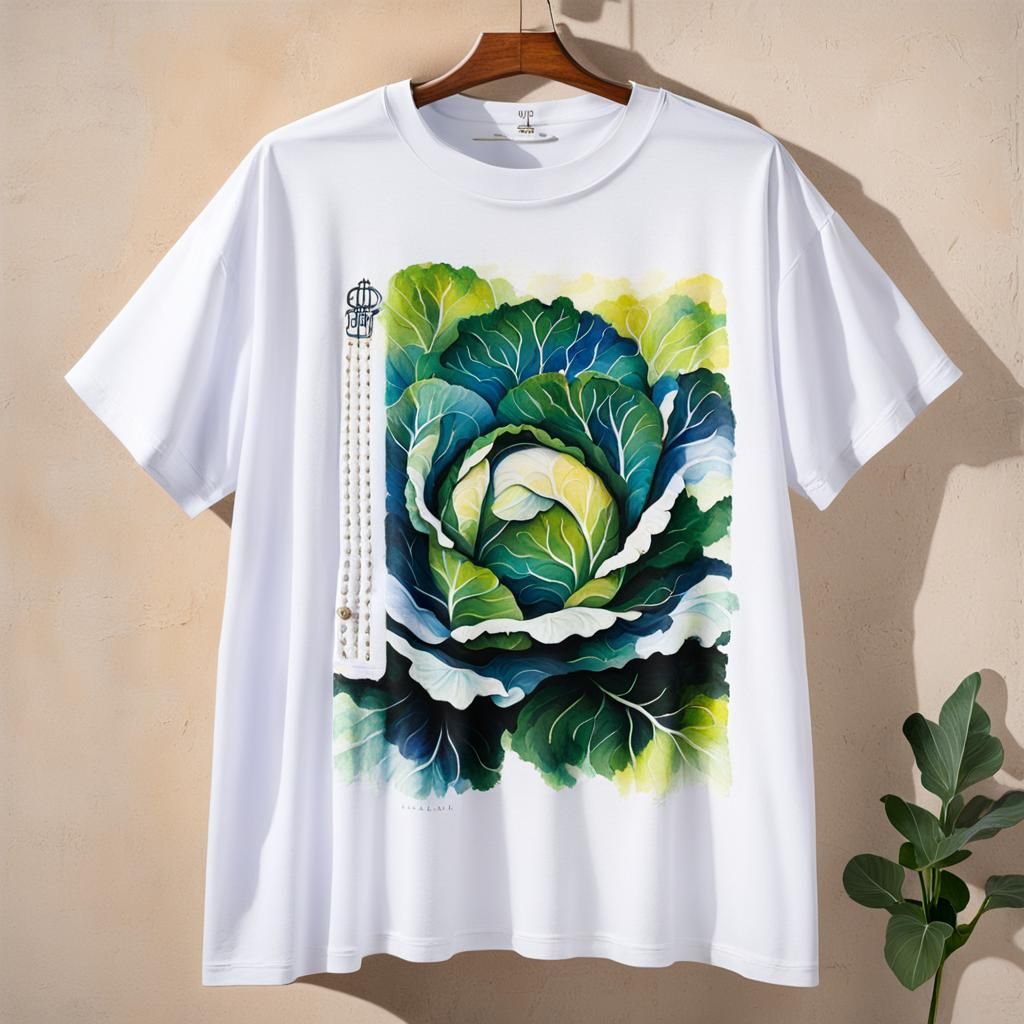 Cabbage T-Shirt in Impressionist Style