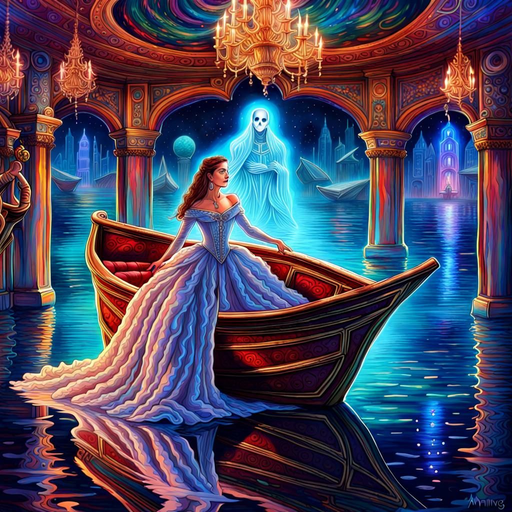 Phantom of the Opera Kidnapping Christine: Mixed Media Illus...