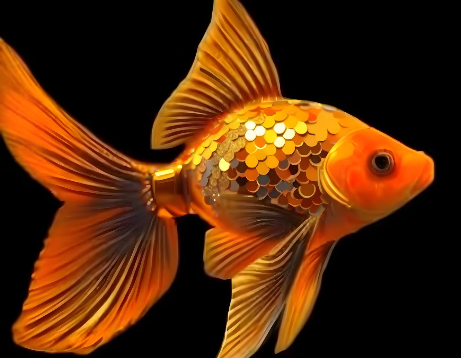 Glitzy Goldfish in Close-Up