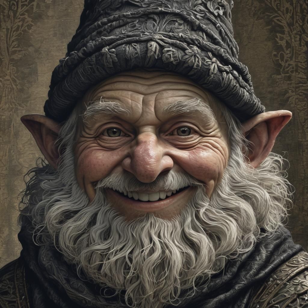 Gnome Trickery Cleric Portrait in Baroque Style
