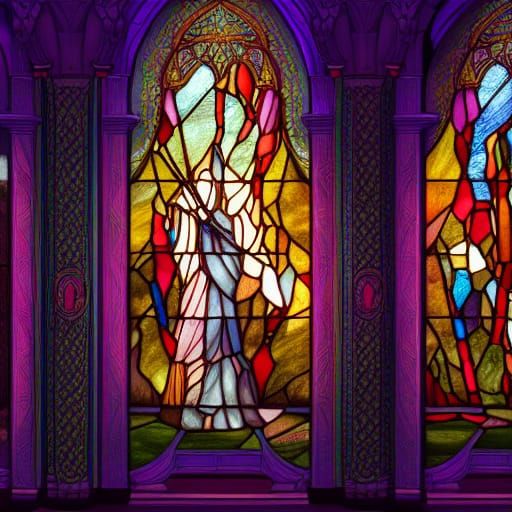 Detailed Stained Glass Fantasy Concept Art