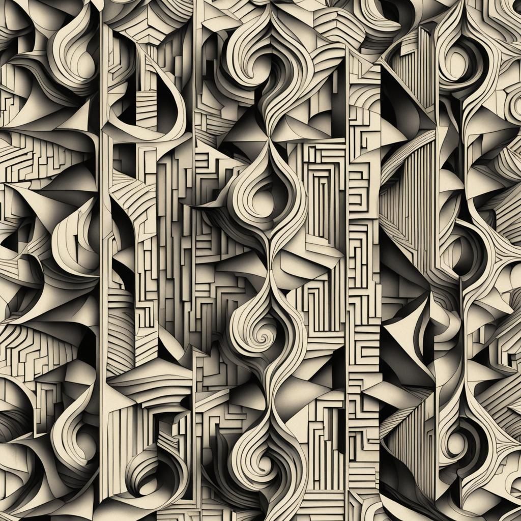 Escher-Style Woman on Impossible Staircase