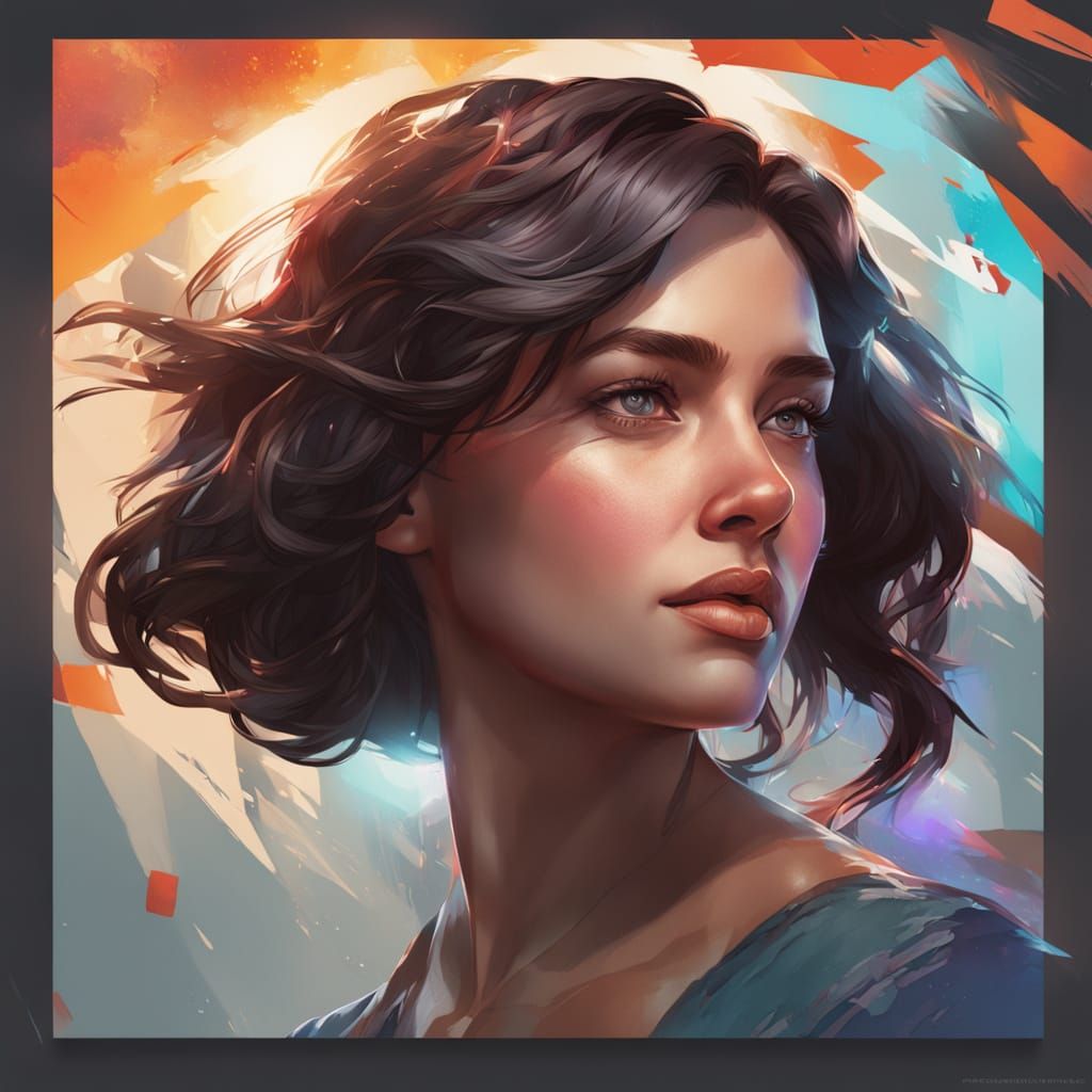 Detailed Portrait of Brunette Girl in Digital Art Style