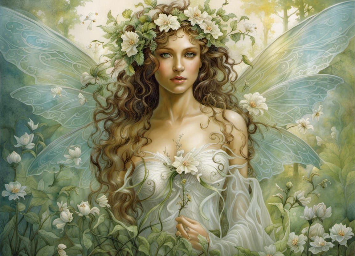 Woodland fairy, translucent wings