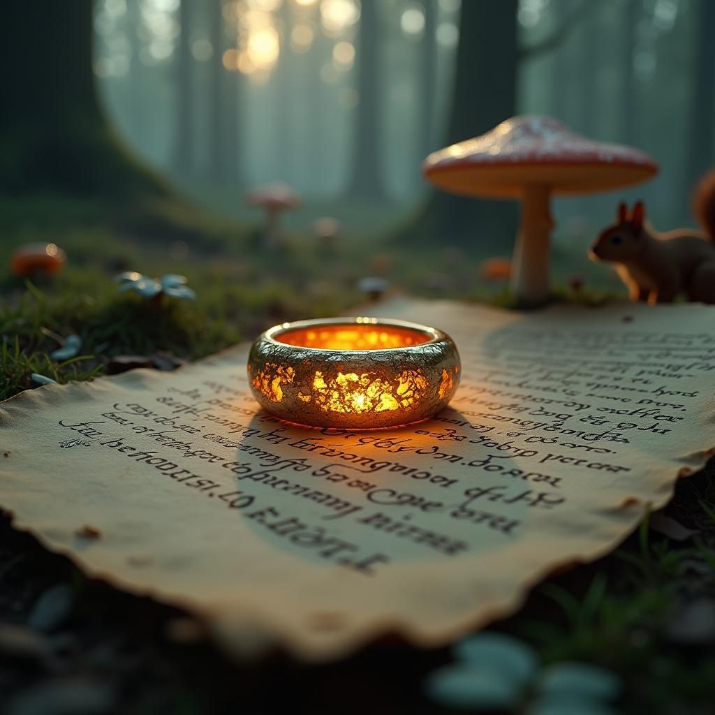 Elven Ring in Enchanted Forest with Squirrels