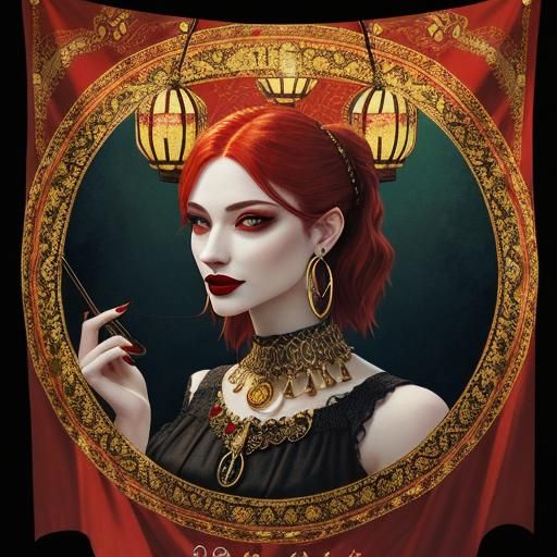 Vibrant Bohemian Vampire Muse with Red Hair