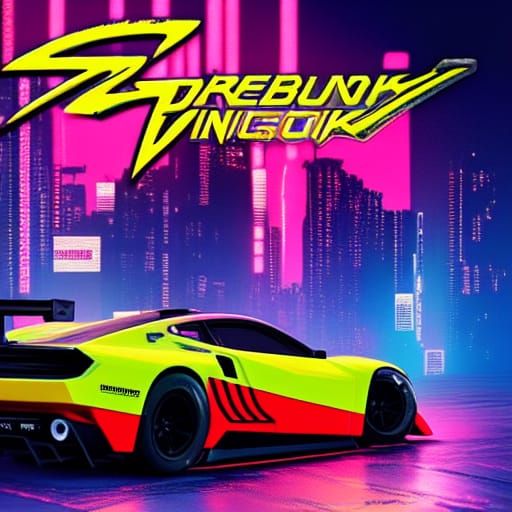 Cyberpunk Race Cars in Neon Cityscape