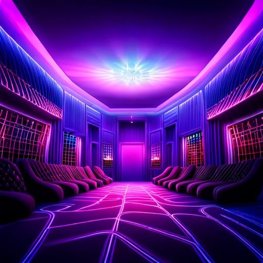 Cyberpunk Purple Room with Astral Aurora