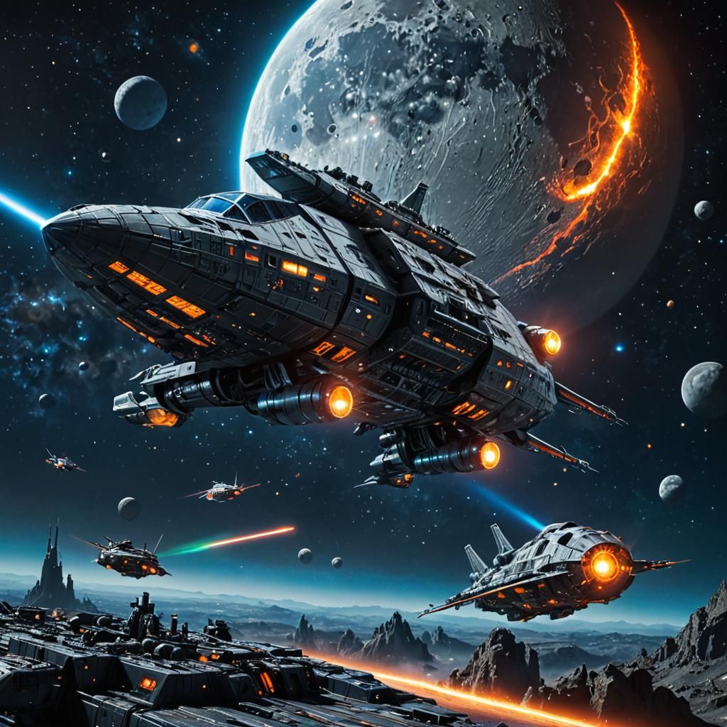 Epic Spaceship Battle in Deep Space