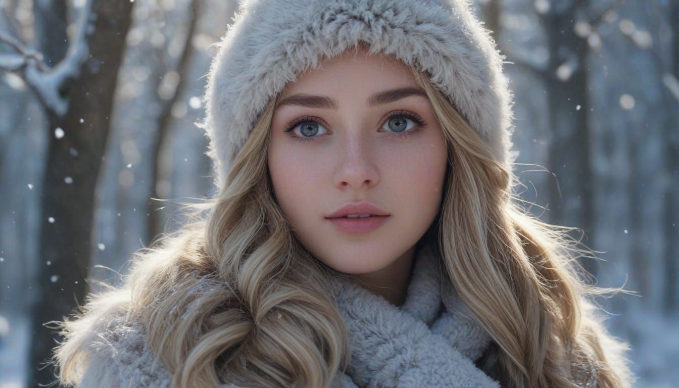 Photorealistic 3D rendering of a cute girl with long blonde ...
