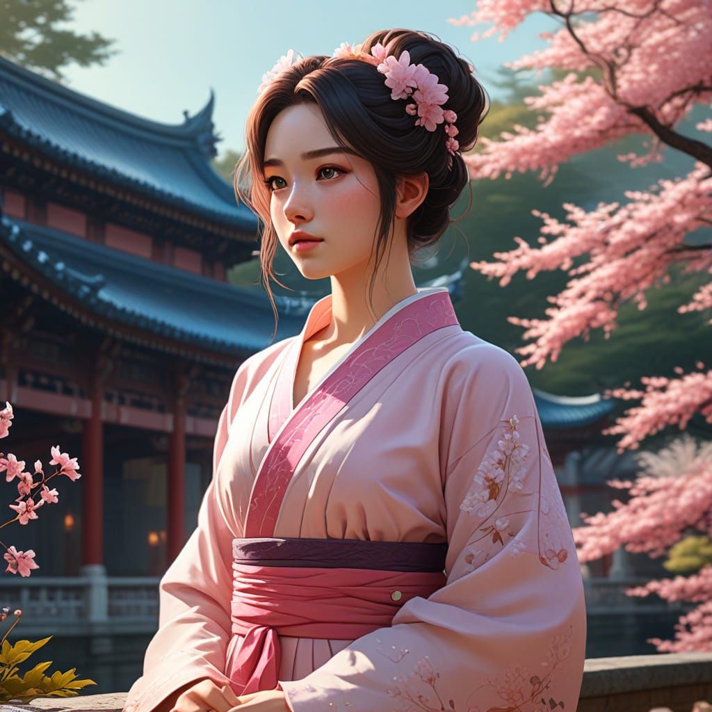 Anime Princess in Guviz Palace, Whimsical Portrait