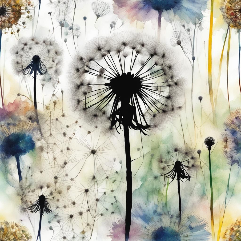 Dandelion Seed Head in Illustrative Style