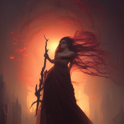 Persephone: Dark Fantasy Art Nouveau Portrait