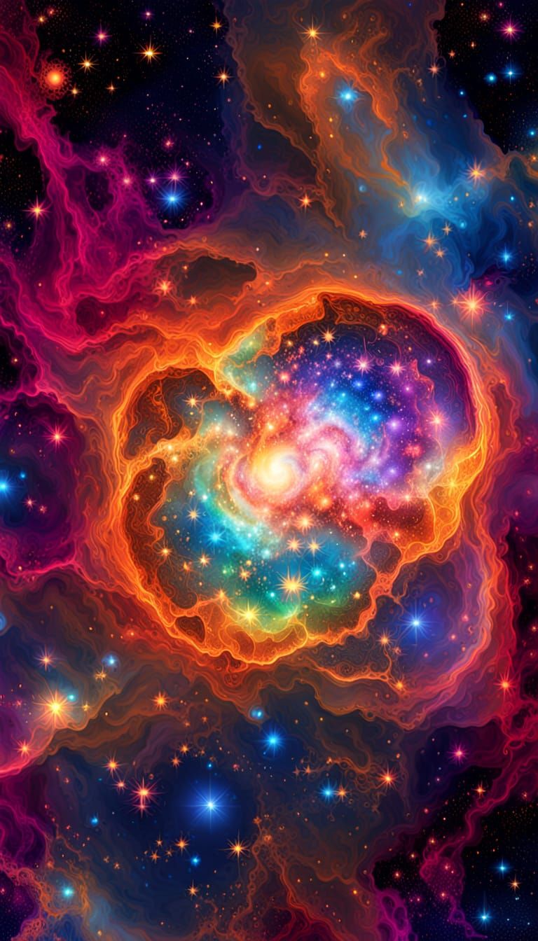 Neon Universe: Vibrant Cosmic Concept Art