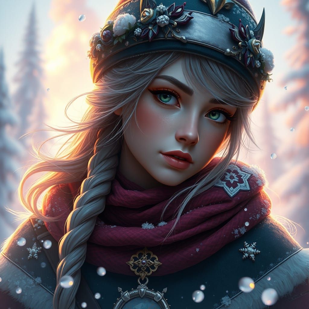 Ethereal Lady in Winter Wonderland