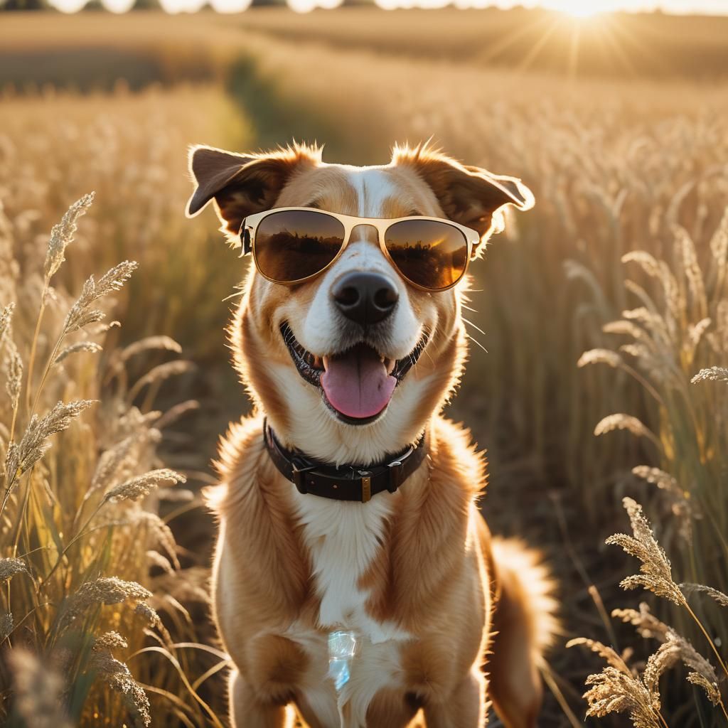 Happy Dog in Sunglasses: Cinematic Film Still