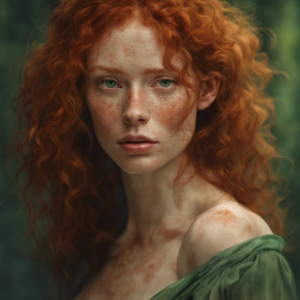 Freckled Woman with Cat: Hyperdetailed Portrait