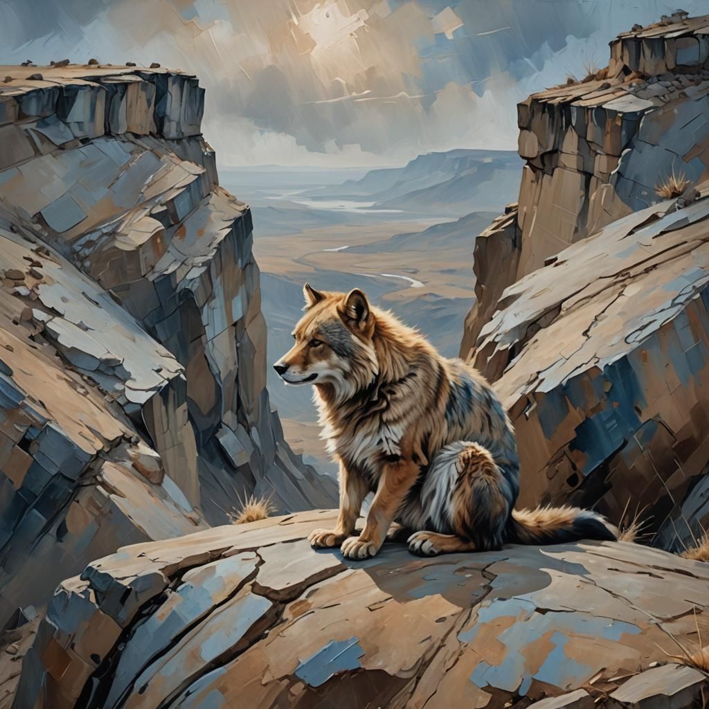 Wounded Wolf in Expressionist Wildlife Art