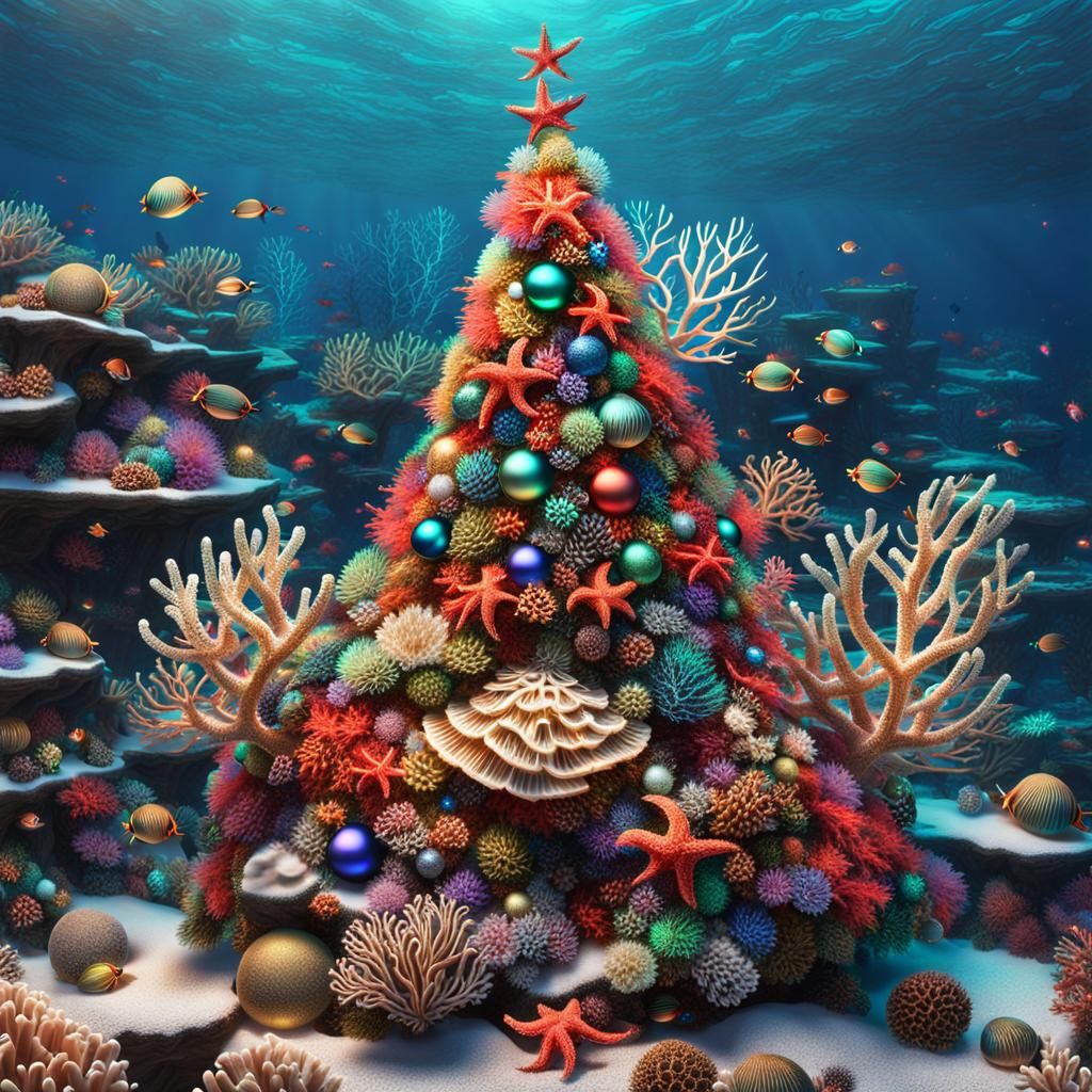 Christmas Tree Coral Reef with Starfish