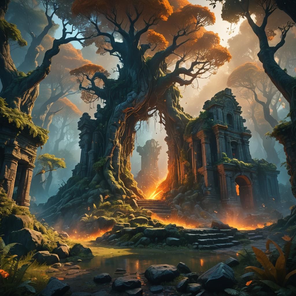 Magical Explosion in Mystical Forest Concept Art