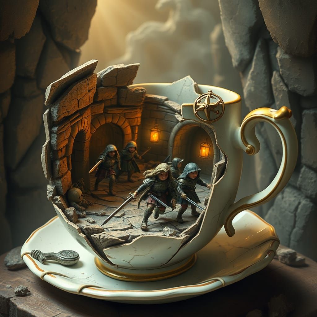 Miniature Adventurers in a Teacup Dungeon