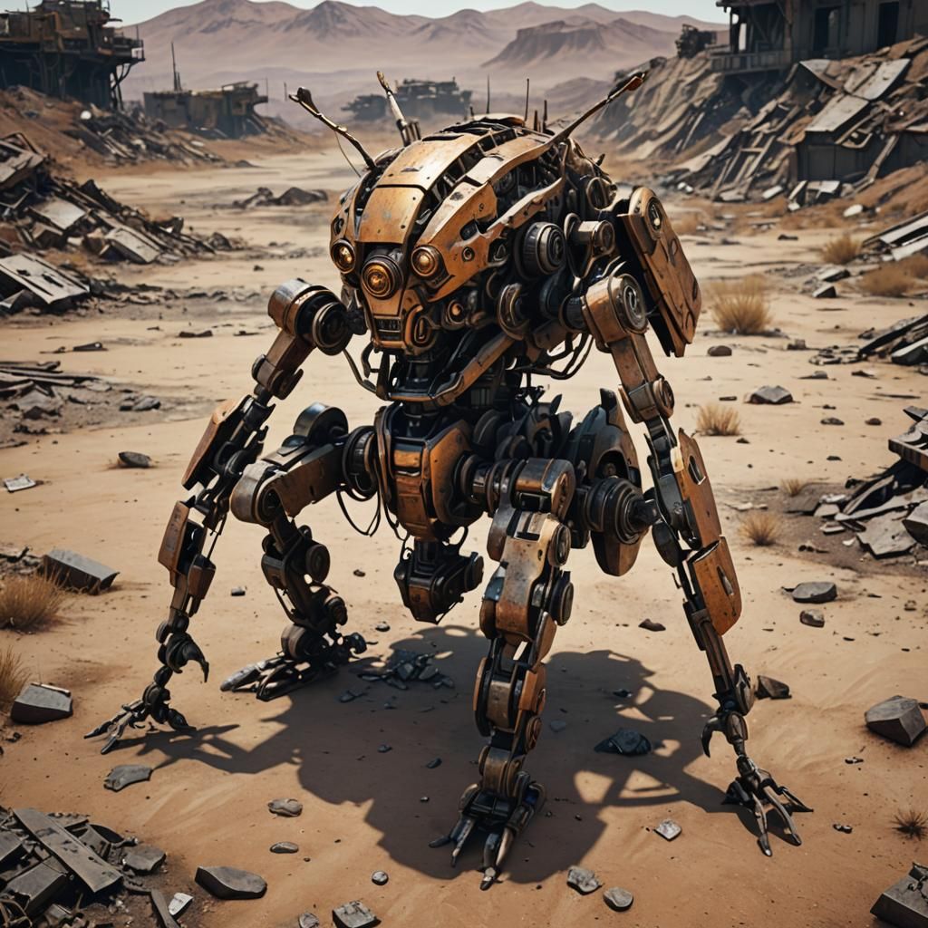 Decaying Insect Robot in Barren Wasteland