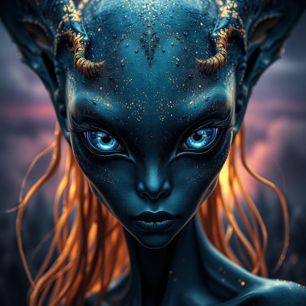 Mysterious Alien Beauty in Dark Surrealism Style