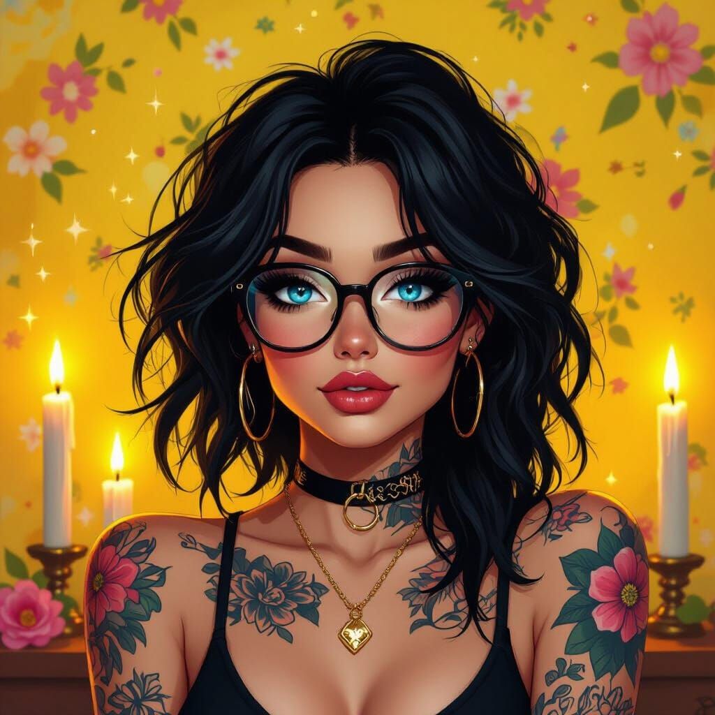 Sassy Lady in Digital Oil Painting with Neon