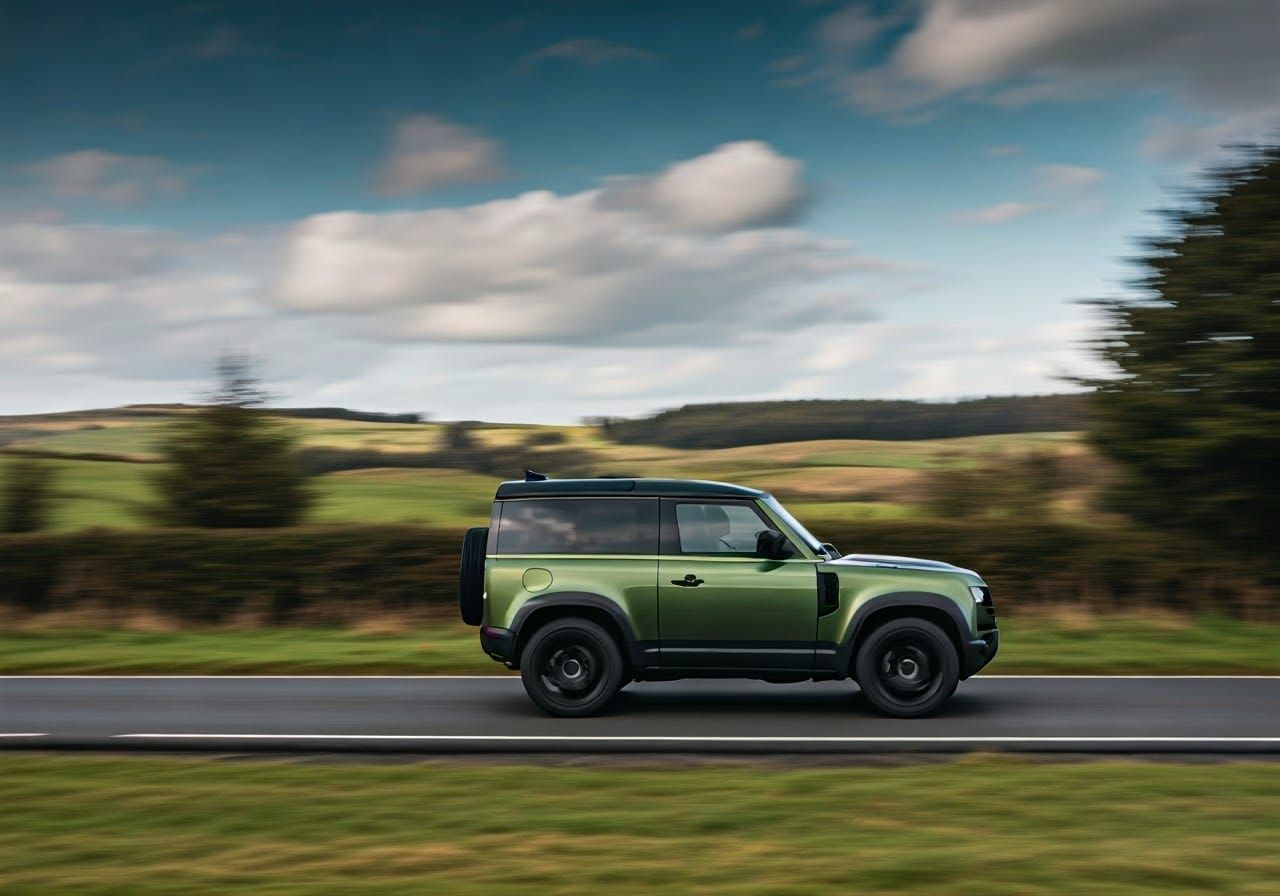 Epic British Countryside Racing Scene in Metallic Green Defe...