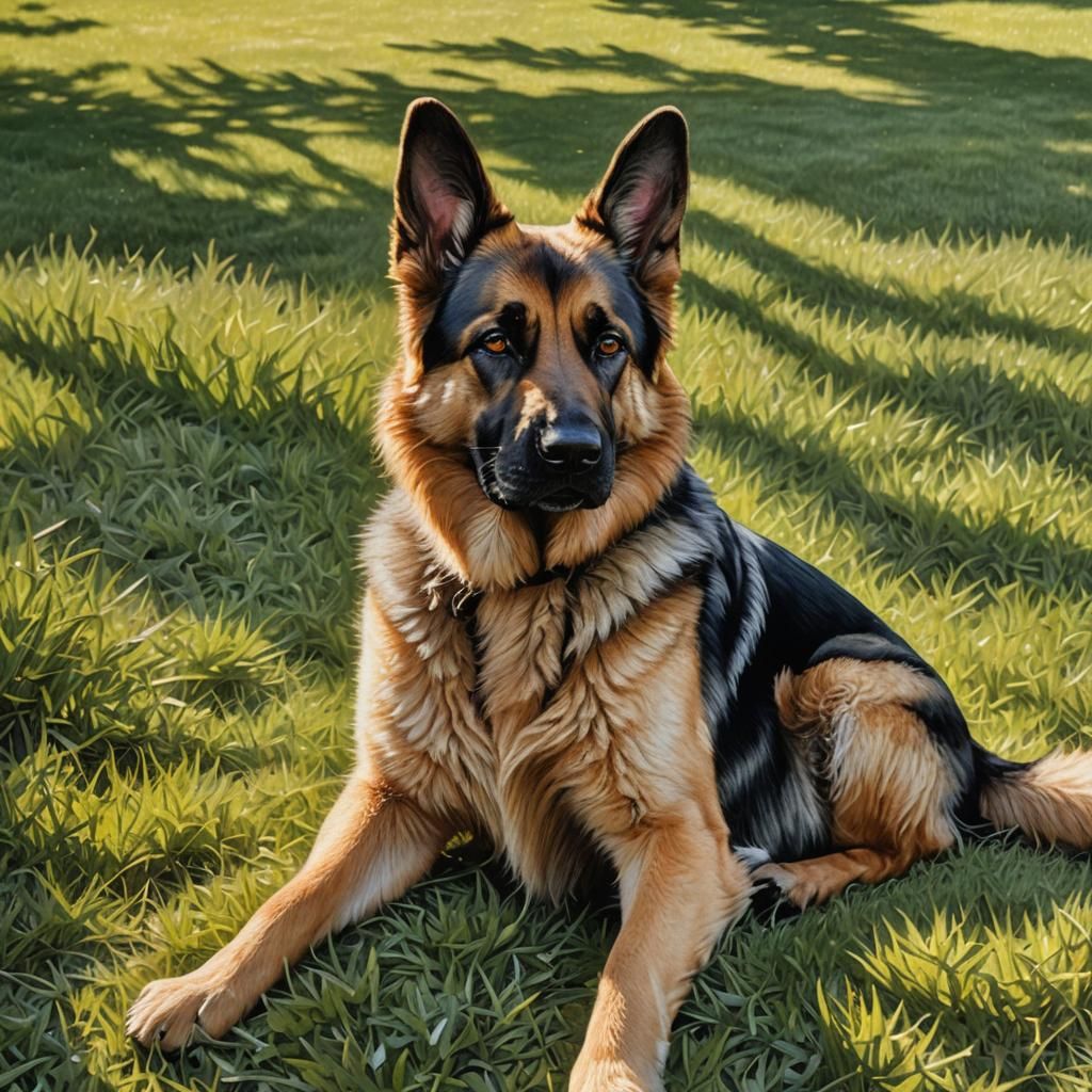 Lifelike German Shepherd Portrait in Oil Painting Style