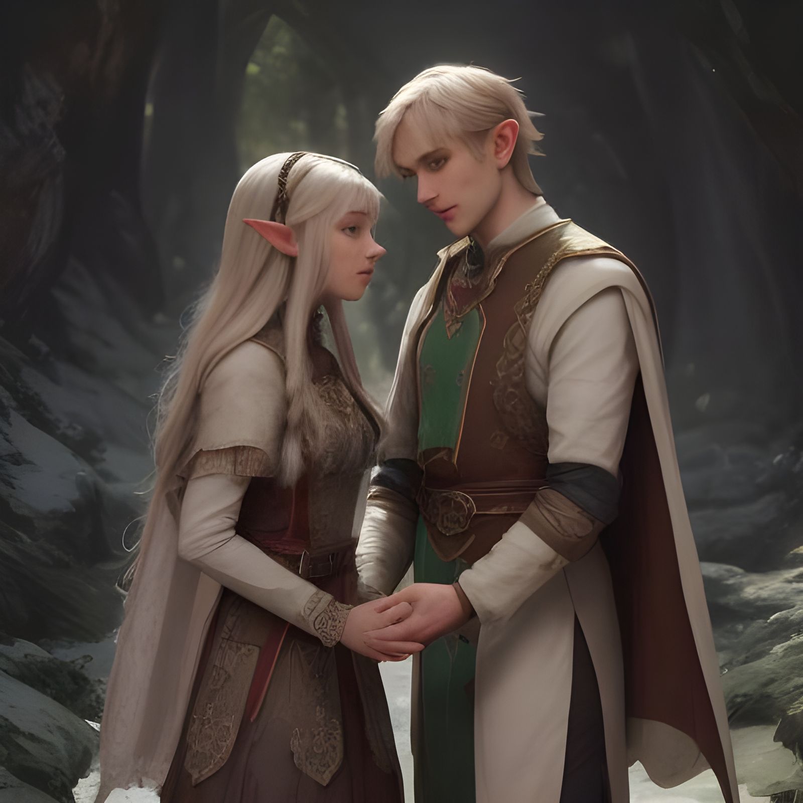 Person Holding Hands with a Male Elf